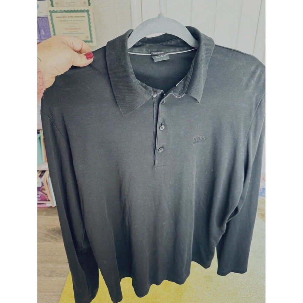 Boss Hugo Boss Mens Black Pima Cotton Sweatshirt Long Sleeves Large